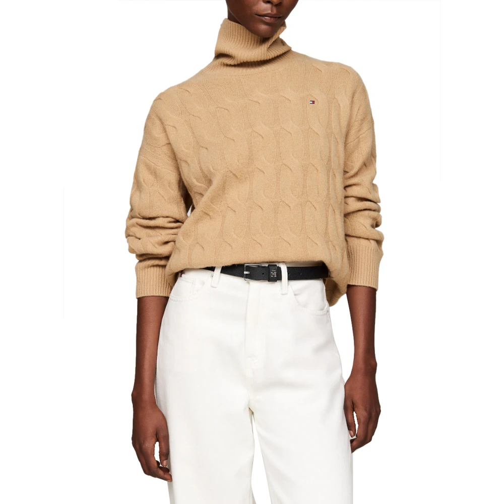 Tommy Hilfiger Zachte wol kabelgebreide trui Beige Dames