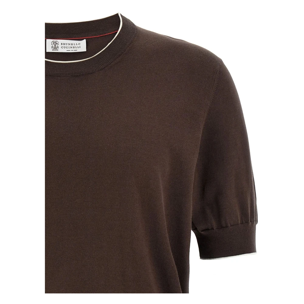 BRUNELLO CUCINELLI Bruin Katoen TEE Shirt Brown Heren