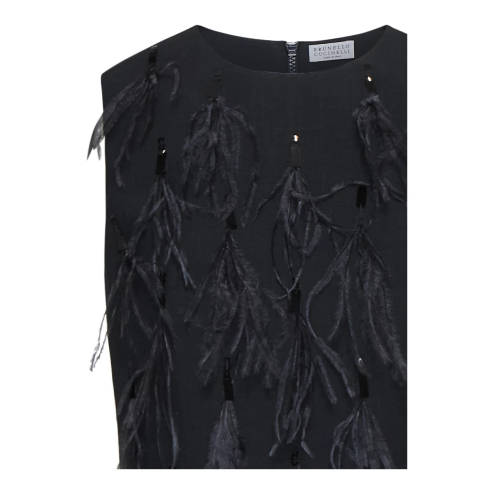BRUNELLO CUCINELLI Zwarte Top Elegante Stijl Black Dames