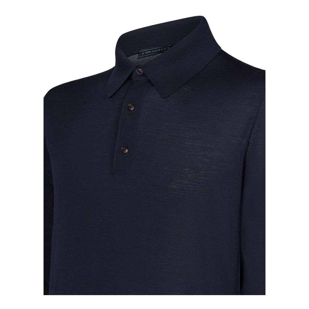 Kiton Blauw poloshirt met lange mouwen Blue Heren