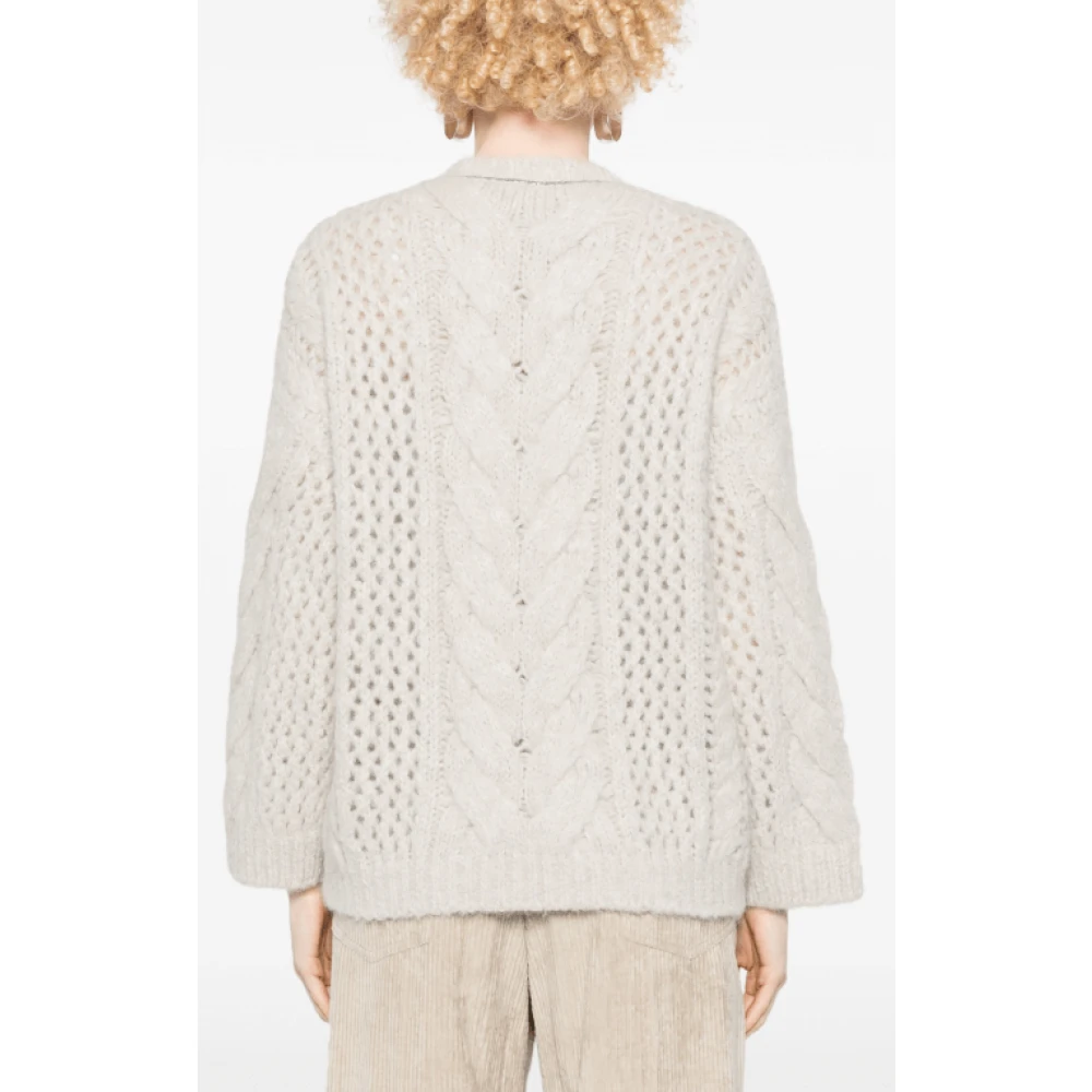 BRUNELLO CUCINELLI Alpaca Chunky Gebreide Trui Gray Dames