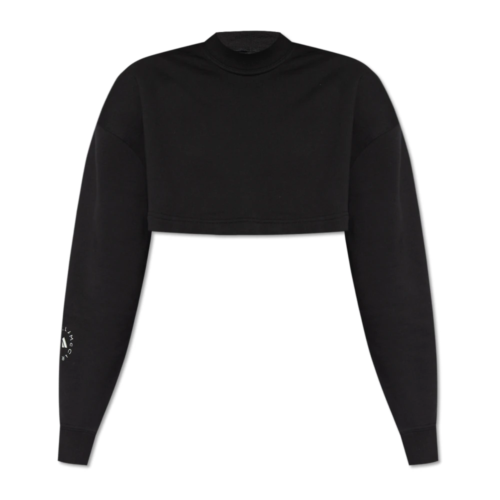 Adidas by stella mccartney Cropped sweatshirt met logo Black Dames