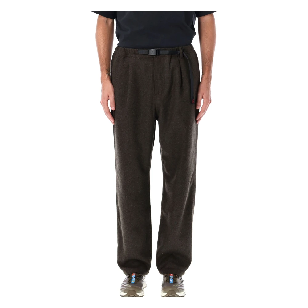 Gramicci Umber Wol Relaxte Geplooide Broek Brown Heren