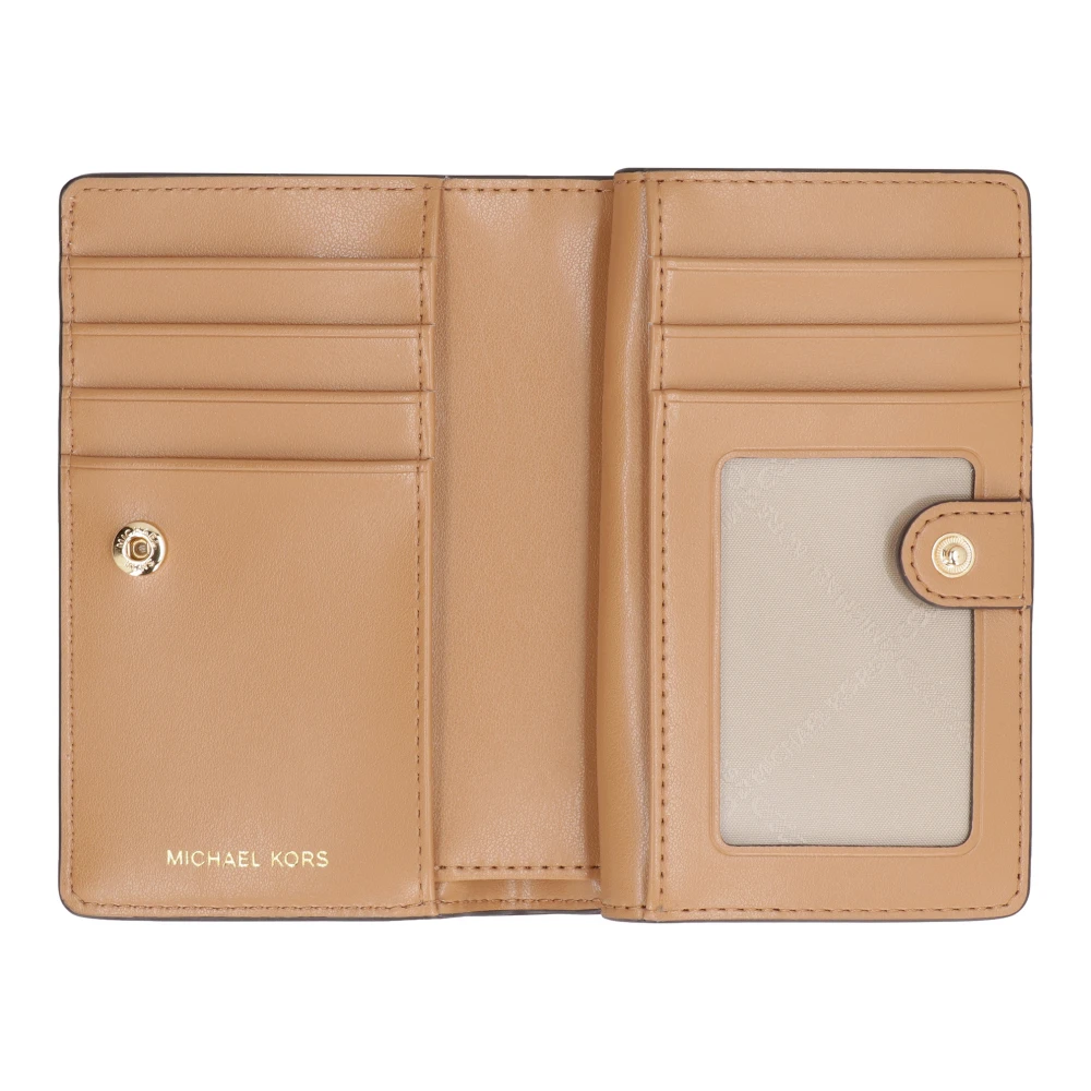 Michael Kors Leren portemonnee met drukknoopsluiting Brown Dames