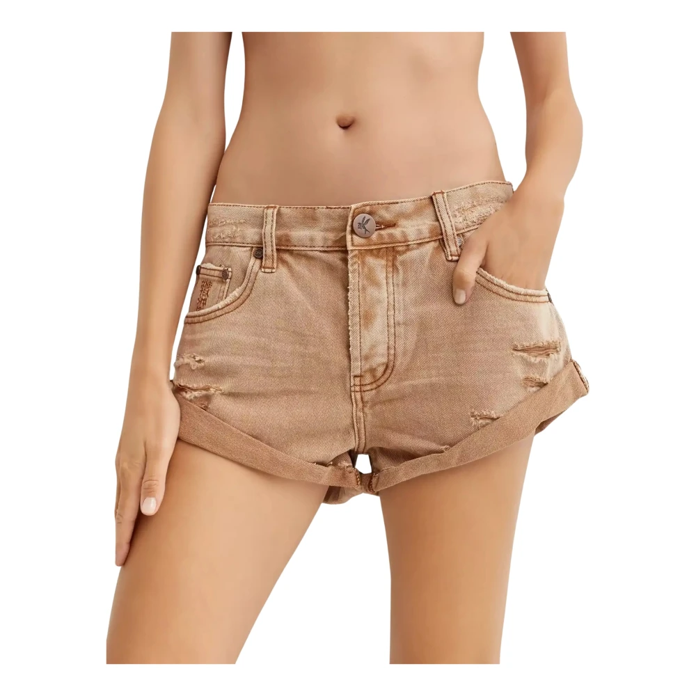 One Teaspoon Lage Bruine Denim Shorts Brown Dames