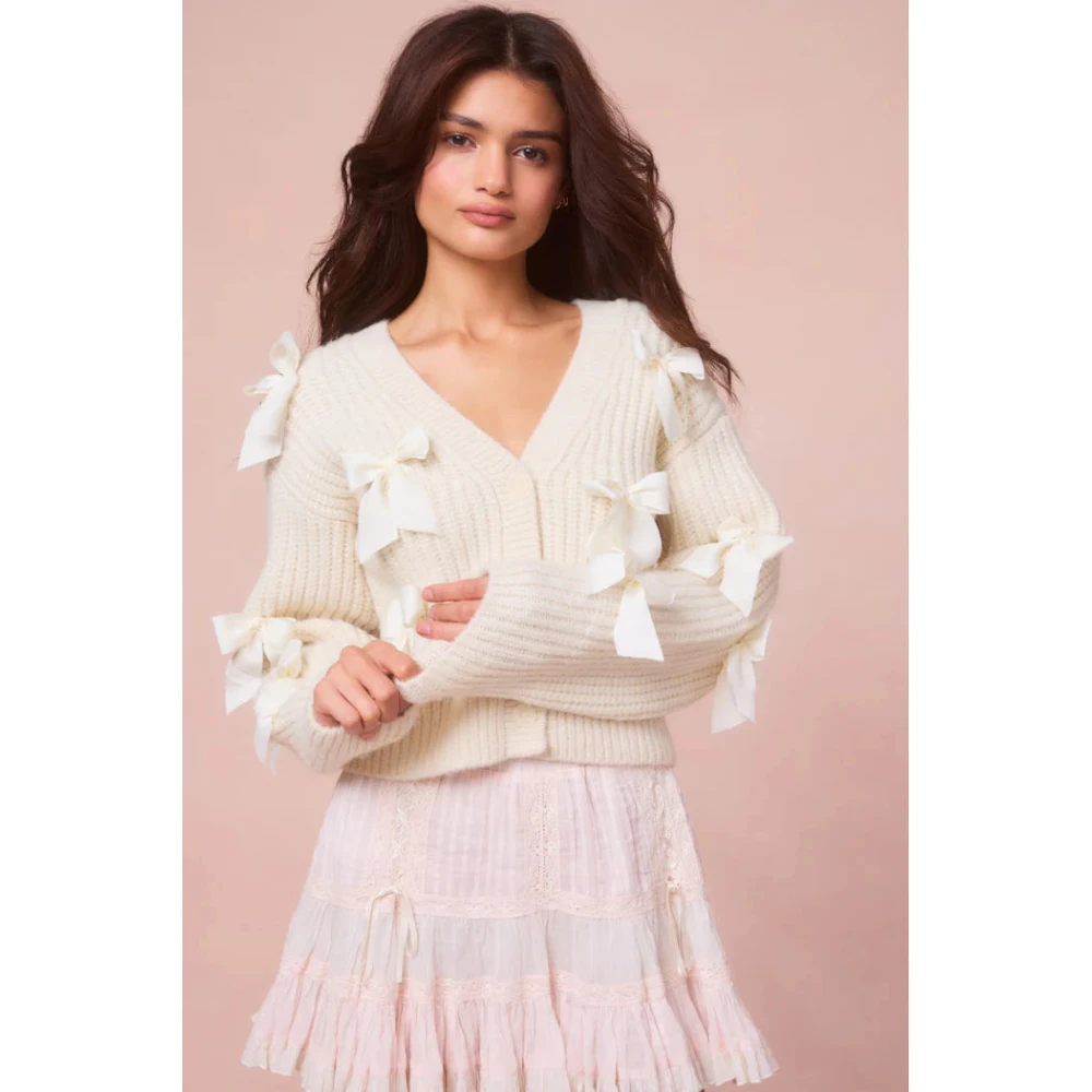 Loveshackfancy Alpaca & Wool Blend Cardigan Snow White Dames