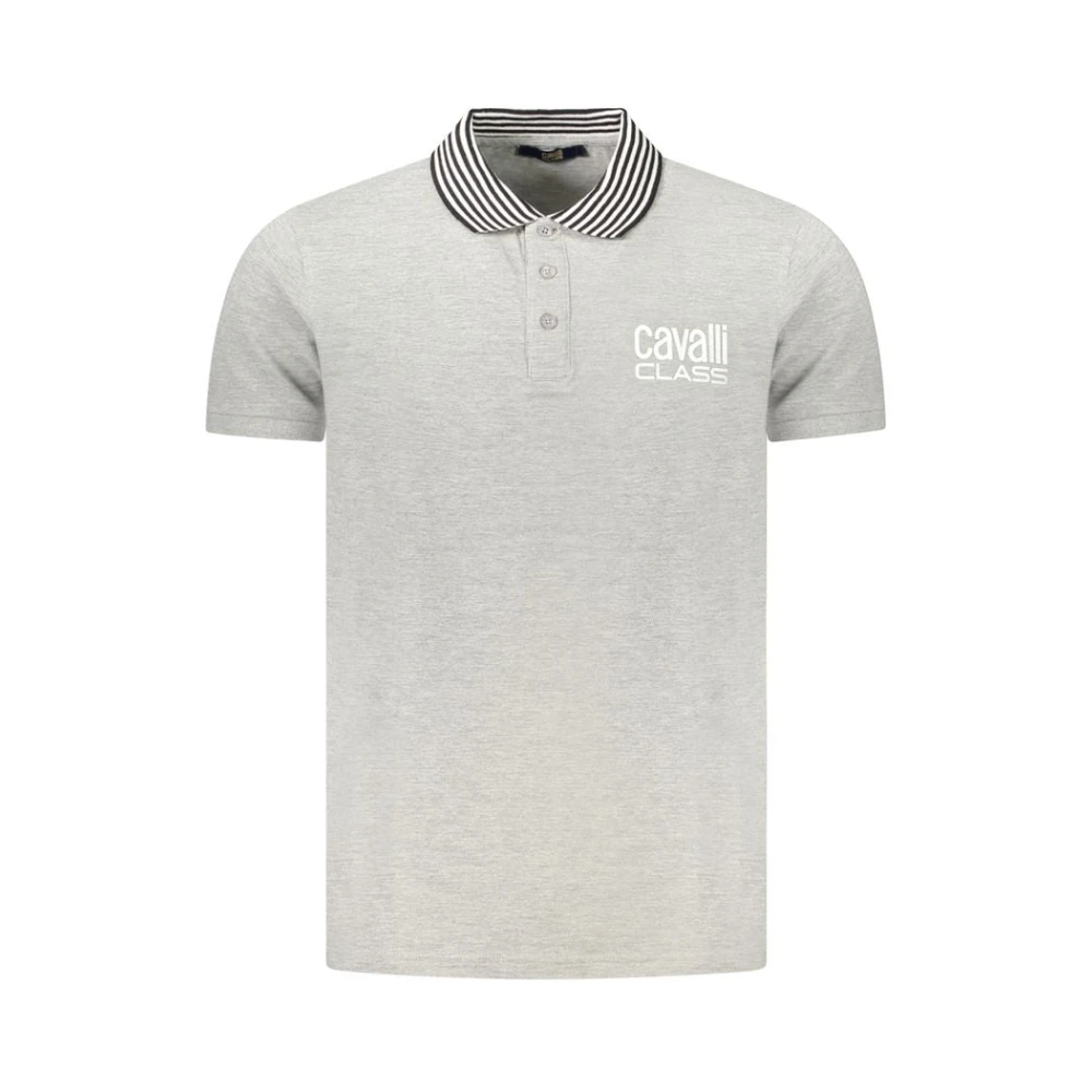 Cavalli Class Men's Gray Polo Shirts, 2XL, Short Sleeve Polo