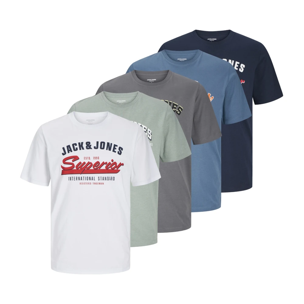 jack & jones Logo T-shirt 5-pack Multicolor Heren