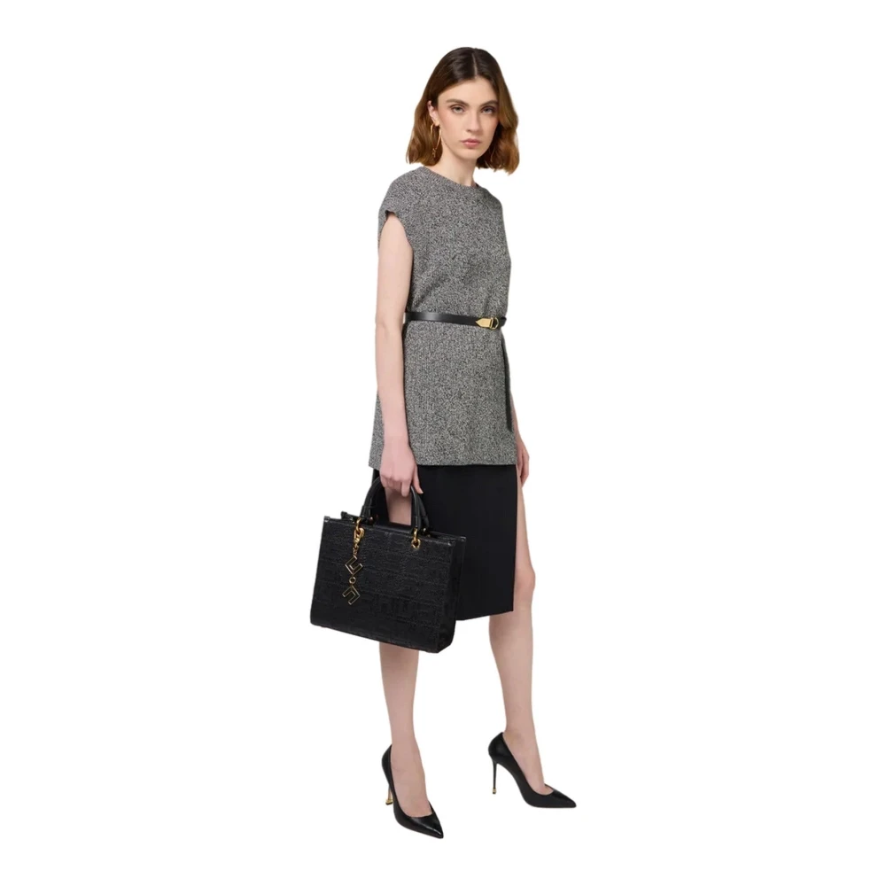 Elisabetta Franchi Handtassen in lederen stijl Bs59A47E2-110 Black Dames