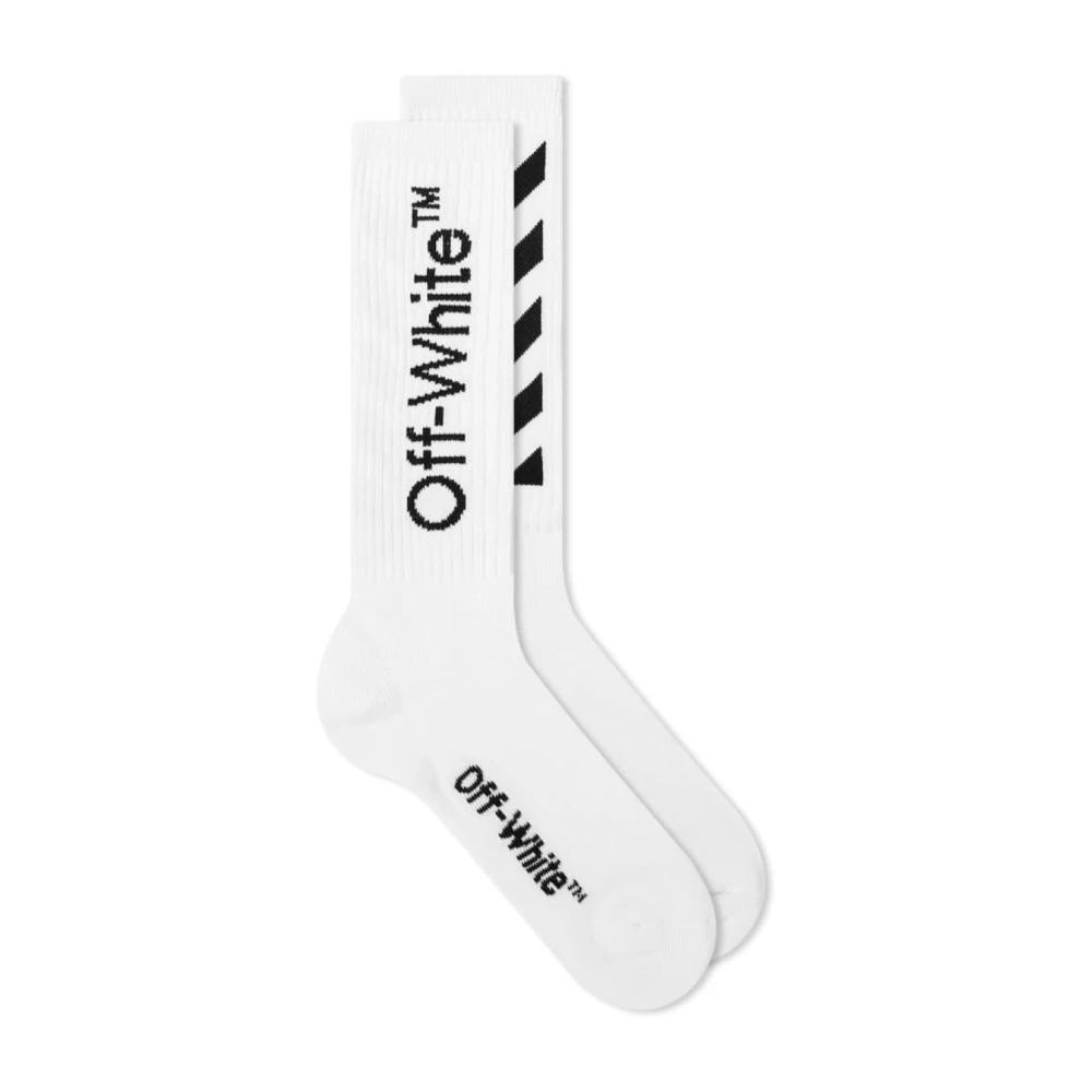 Off White Diagonaal Logo Lange Sokken White Dames
