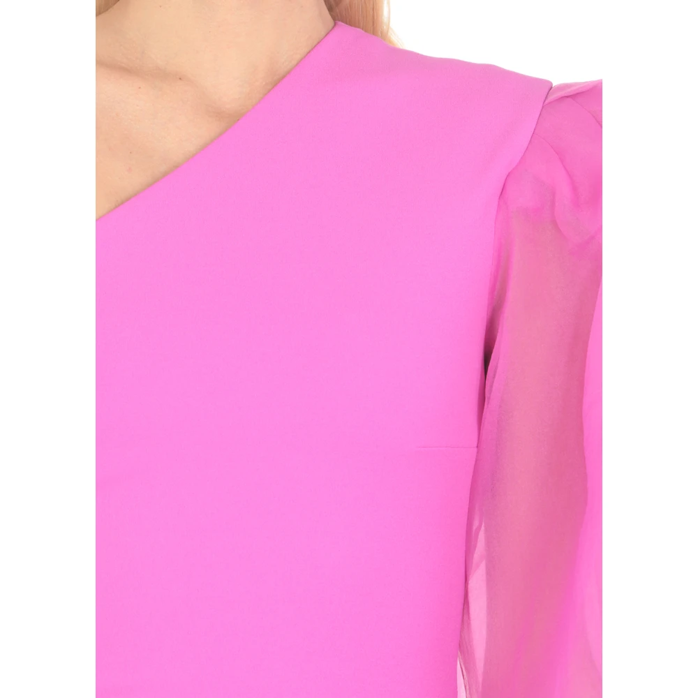 Solace London Fuchsia Jurk met Asymmetrische Hals Pink Dames