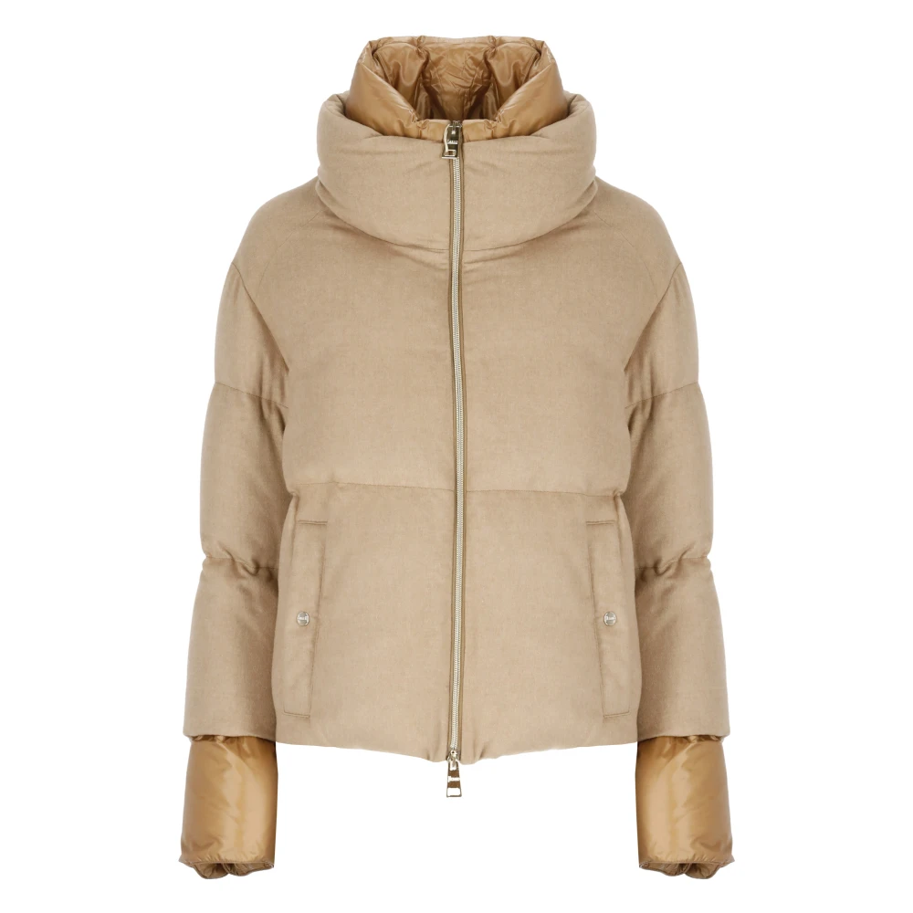 Herno Gewatteerd Donsjack Hoge Hals Lange Mouwen Brown Dames