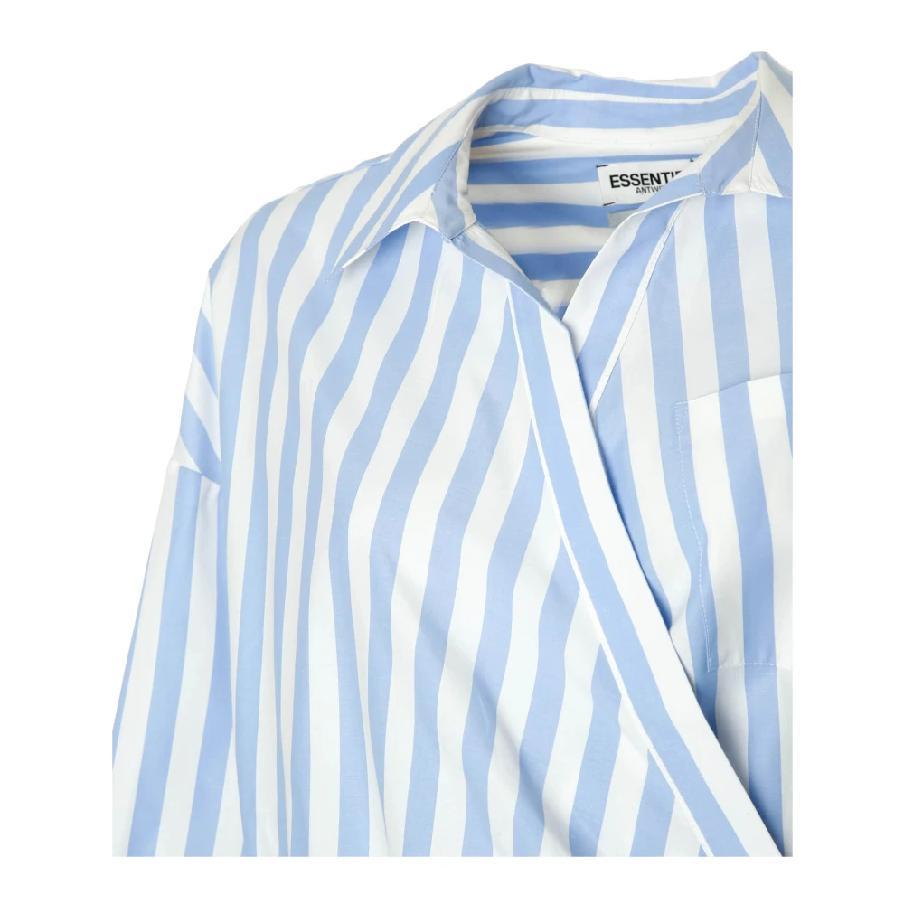 Essentiel Antwerp Gestreepte Wrap Blouse met V-hals Blue Dames