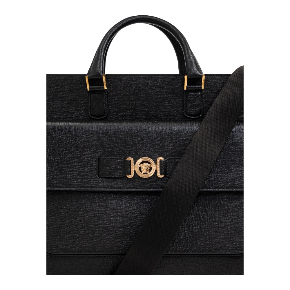 Versace Leren aktetas 'Medusa Biggie' Black Heren