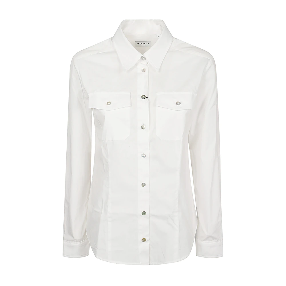 Marella Witte Katoenen Overhemd White Dames