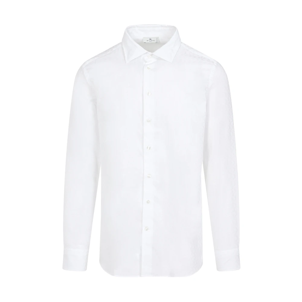 ETRO Witte Katoenen Overhemd met Golven Patroon White Heren