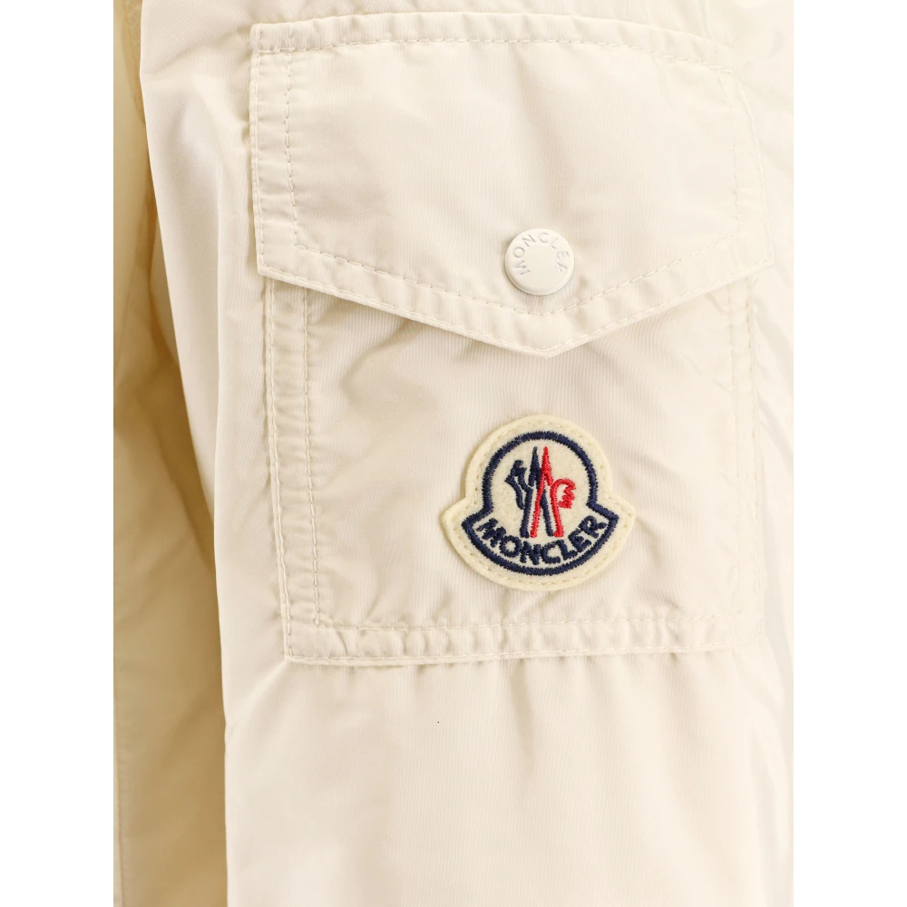 Moncler Nylon Hooded Jas met drukknopen Beige Dames