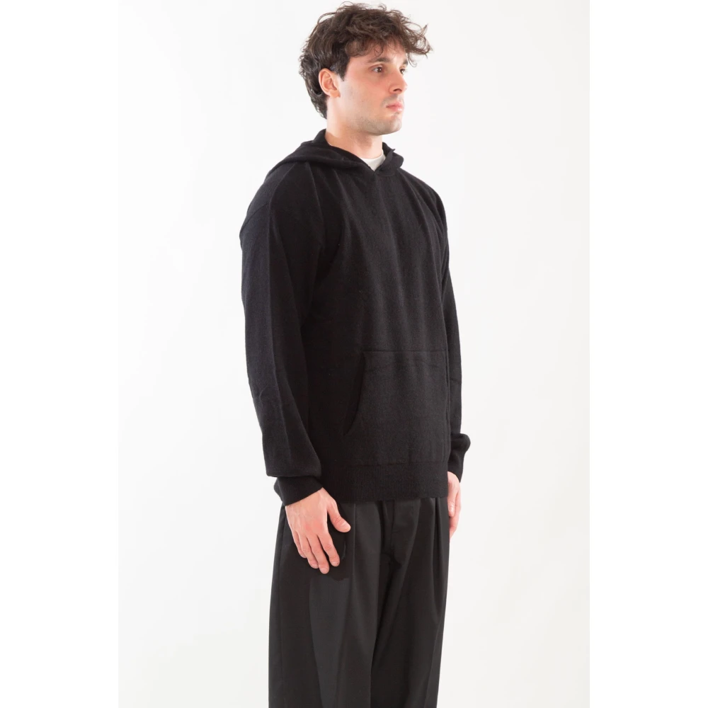 Seven Gauge Capuchon Cashmere Sweater Black Heren