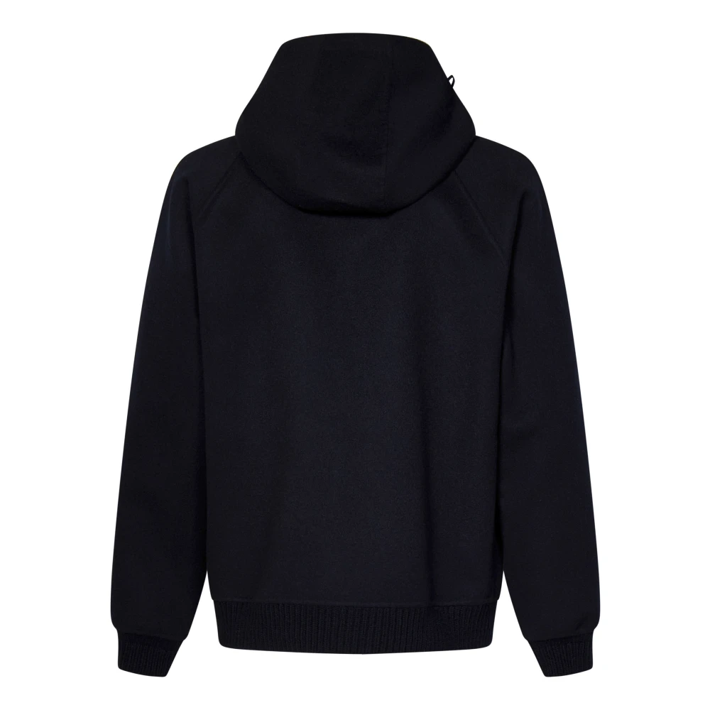 Kiton Blauwe Hooded Wol Kasjmier Jas Blue Heren
