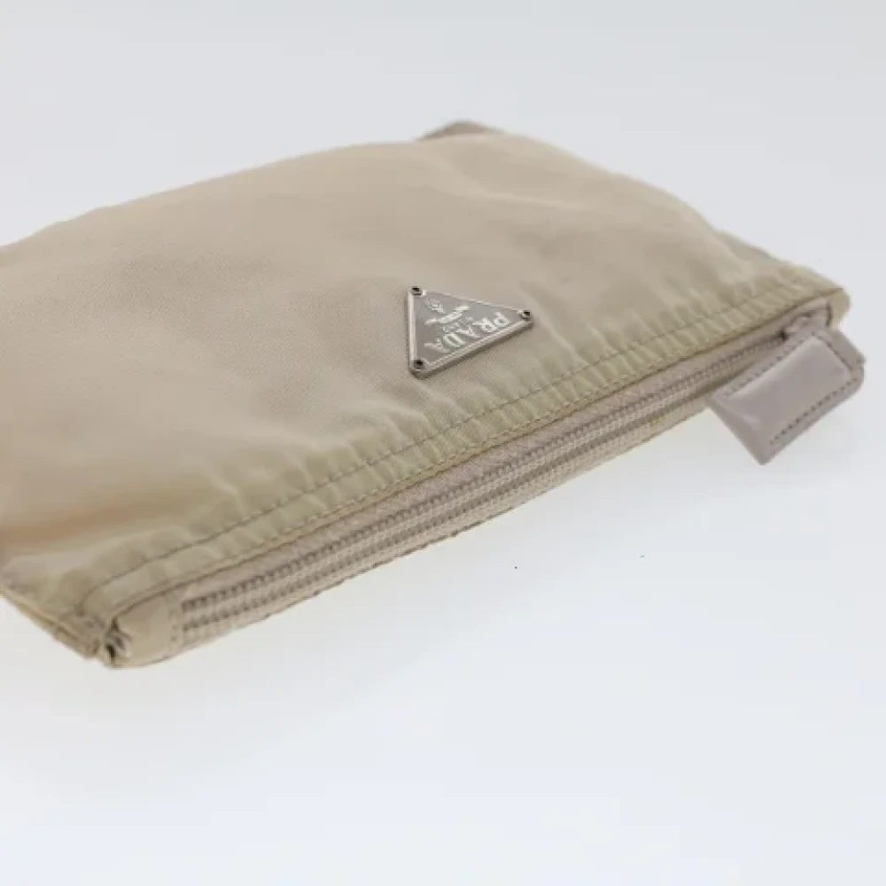 Prada Vintage Pre-owned Fabric clutches Beige Dames