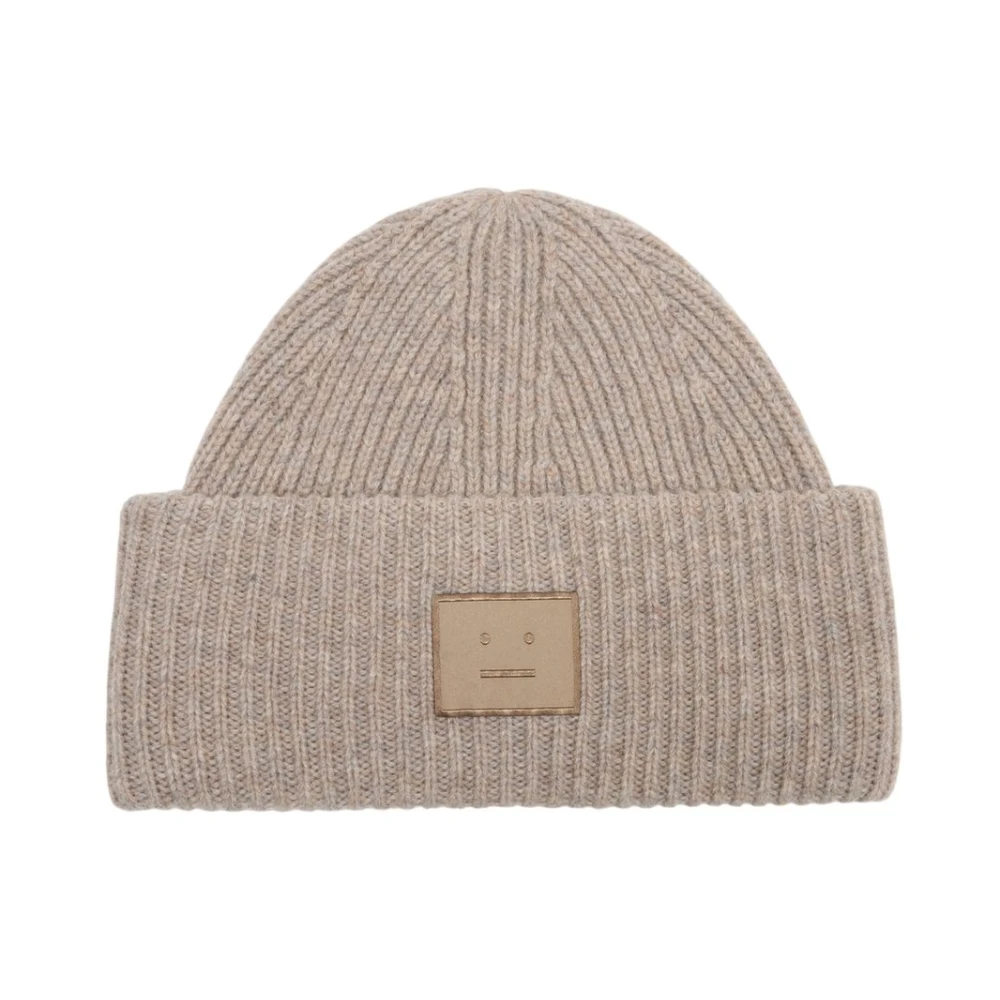 Acne Studios Unisex Beige Accessories, One Size, Face À Logo Beanie