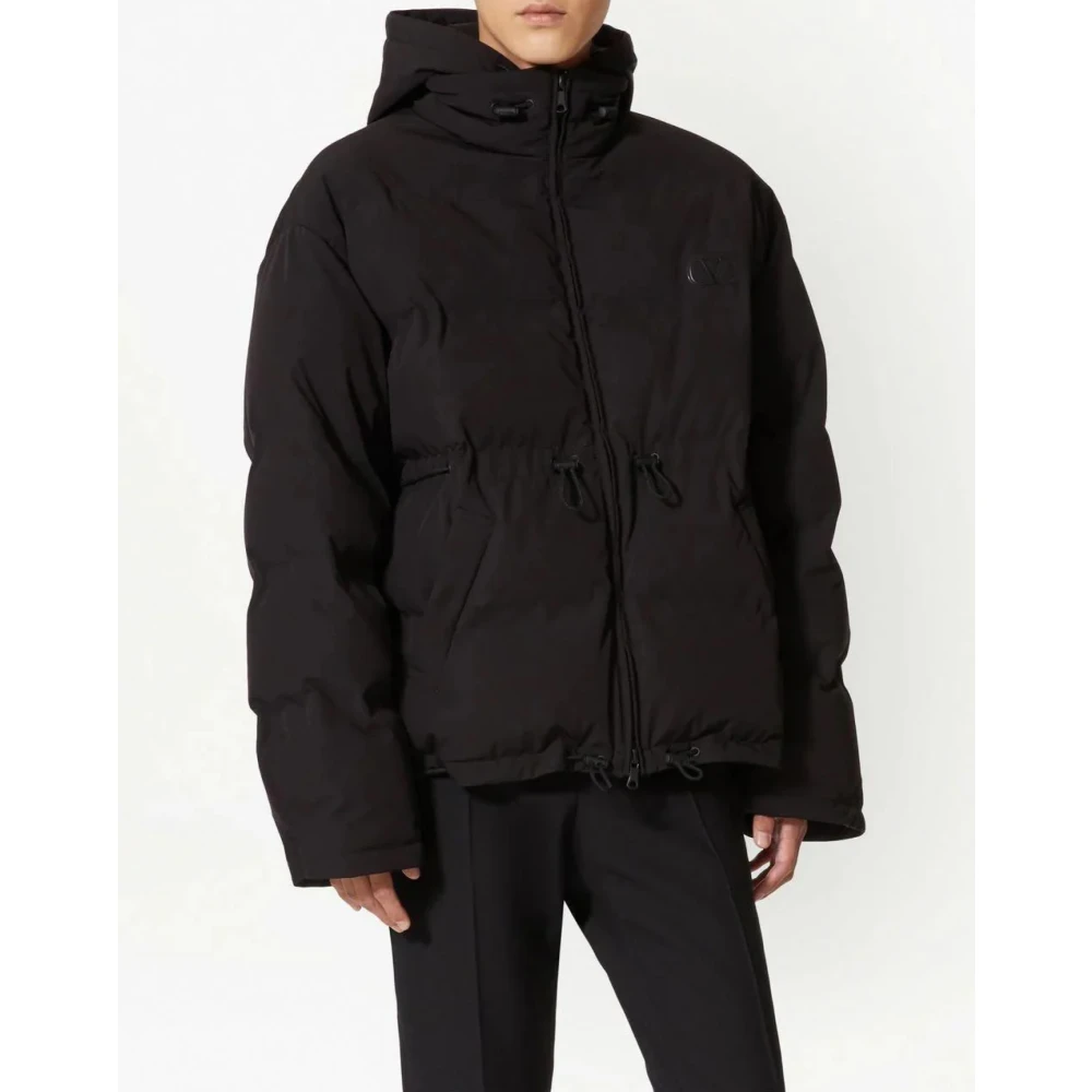 Valentino Garavani Zwarte VLogo Puffer Jas Ritssluiting Black Heren