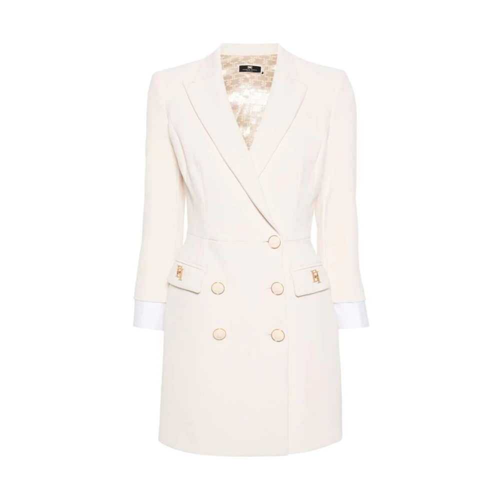 Elisabetta Franchi Double-Breasted Coats White Dames
