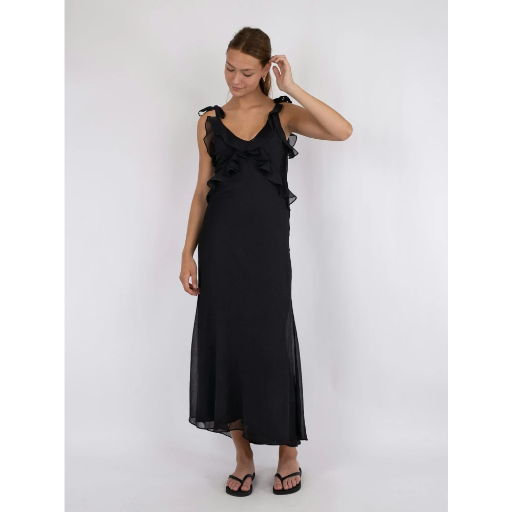 NEO NOIR Elegante Strap Jurk met Ruches Black Dames