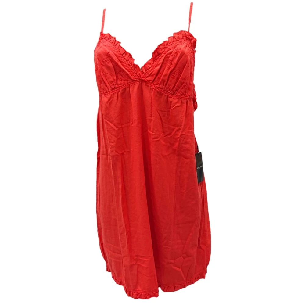 Emporio Armani Enfärgad klänning med rynkad halsringning Red, Dam