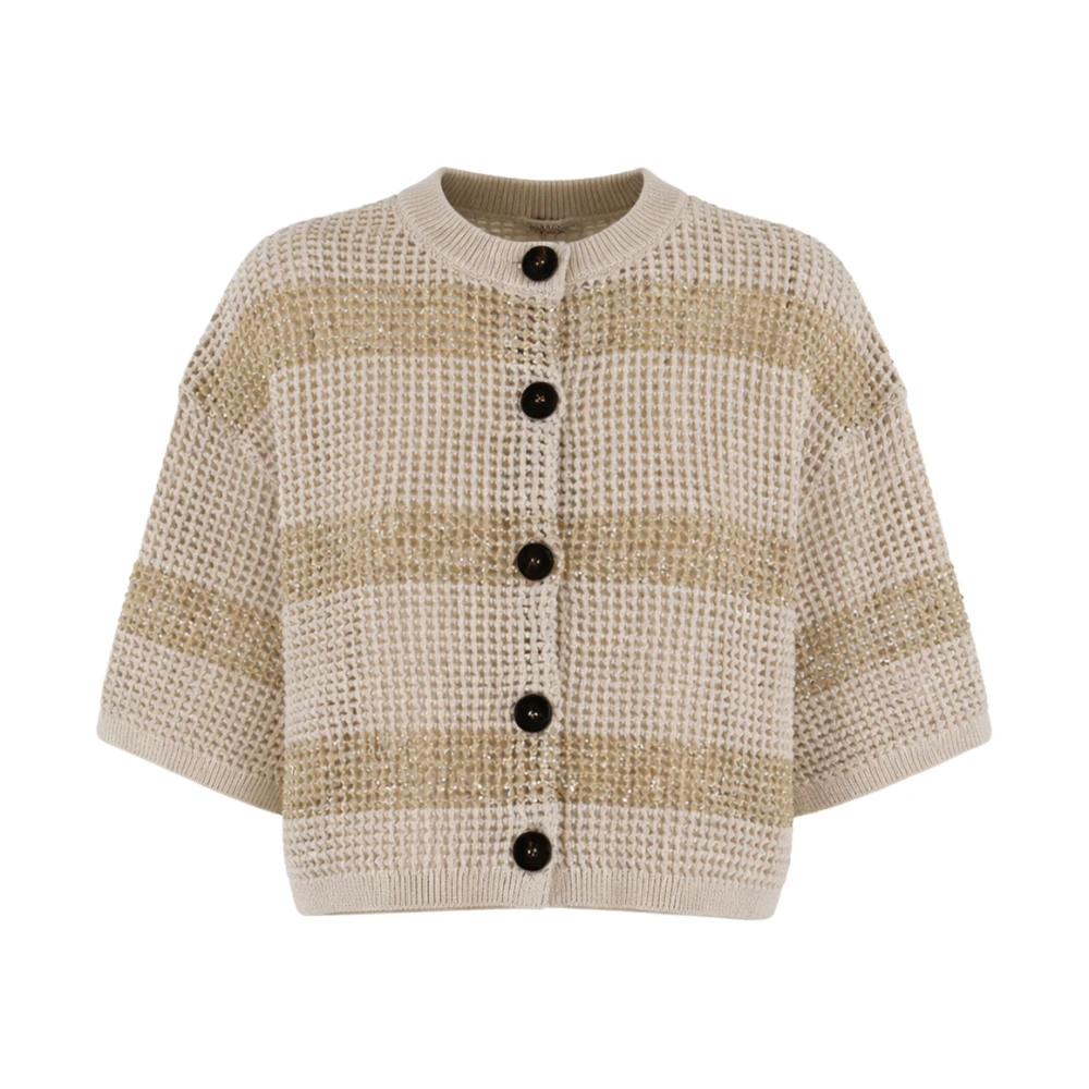 Brunello Cucinelli Women's Beige Short-Sleeved Cardigan