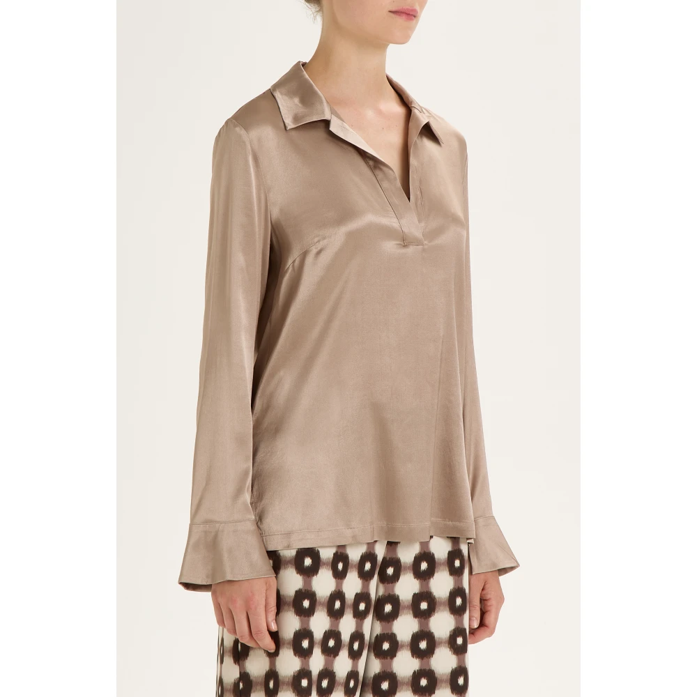Maliparmi Luxe Zijden Satijnen Overhemd Gray Dames