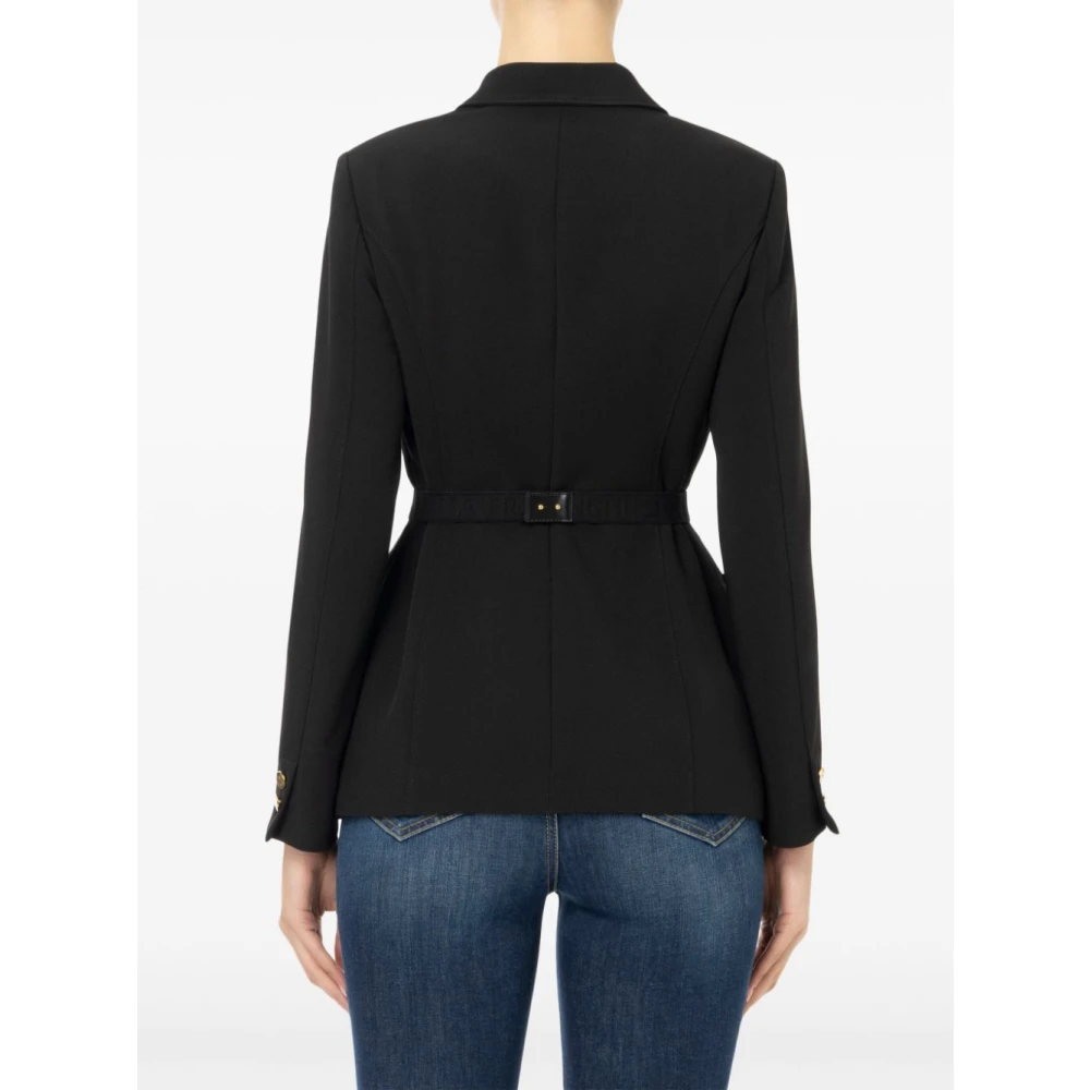 Elisabetta Franchi Zwarte Stretch Crêpe Jas met Ritszakken Black Dames