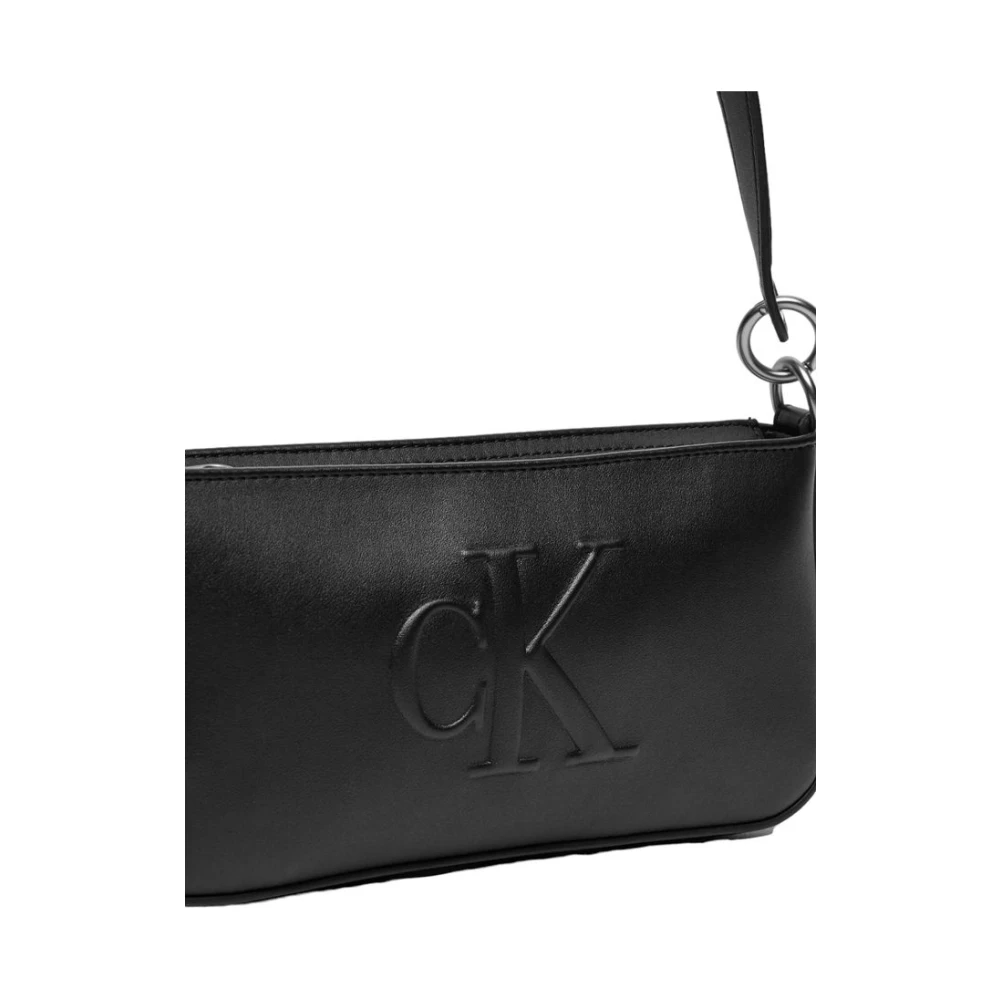 Calvin Klein Jeans Zwarte Polyethyleen Schoudertas Black Dames