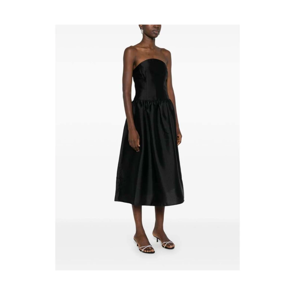Self Portrait Zwarte Bandeau Stijl Jurk met Plissé Black Dames