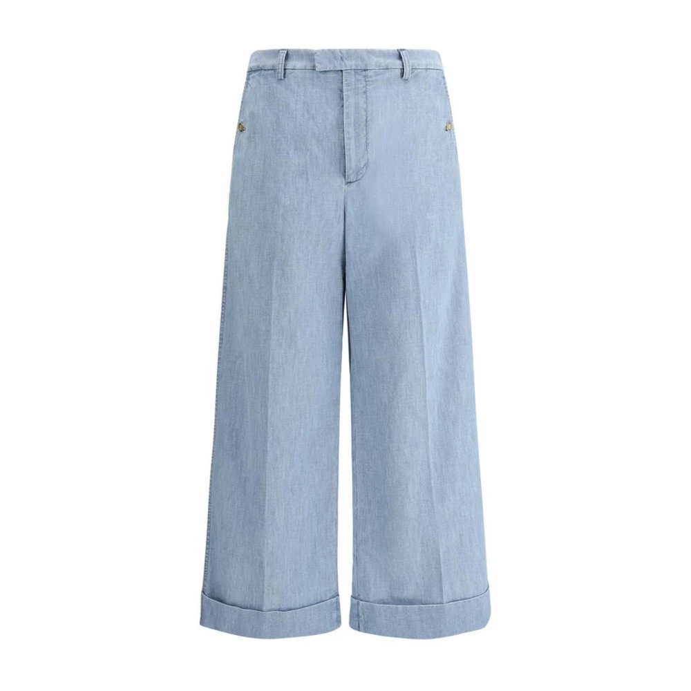 Valentino Hoge Taille Wijde Spijkerbroek Blue Heren
