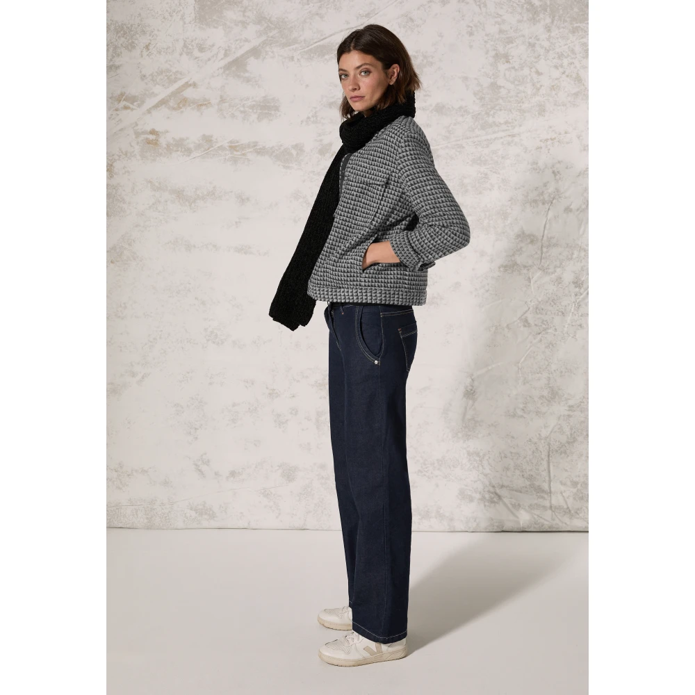 cecil Korte Jacquard Jas met Hem Kraag Gray Dames