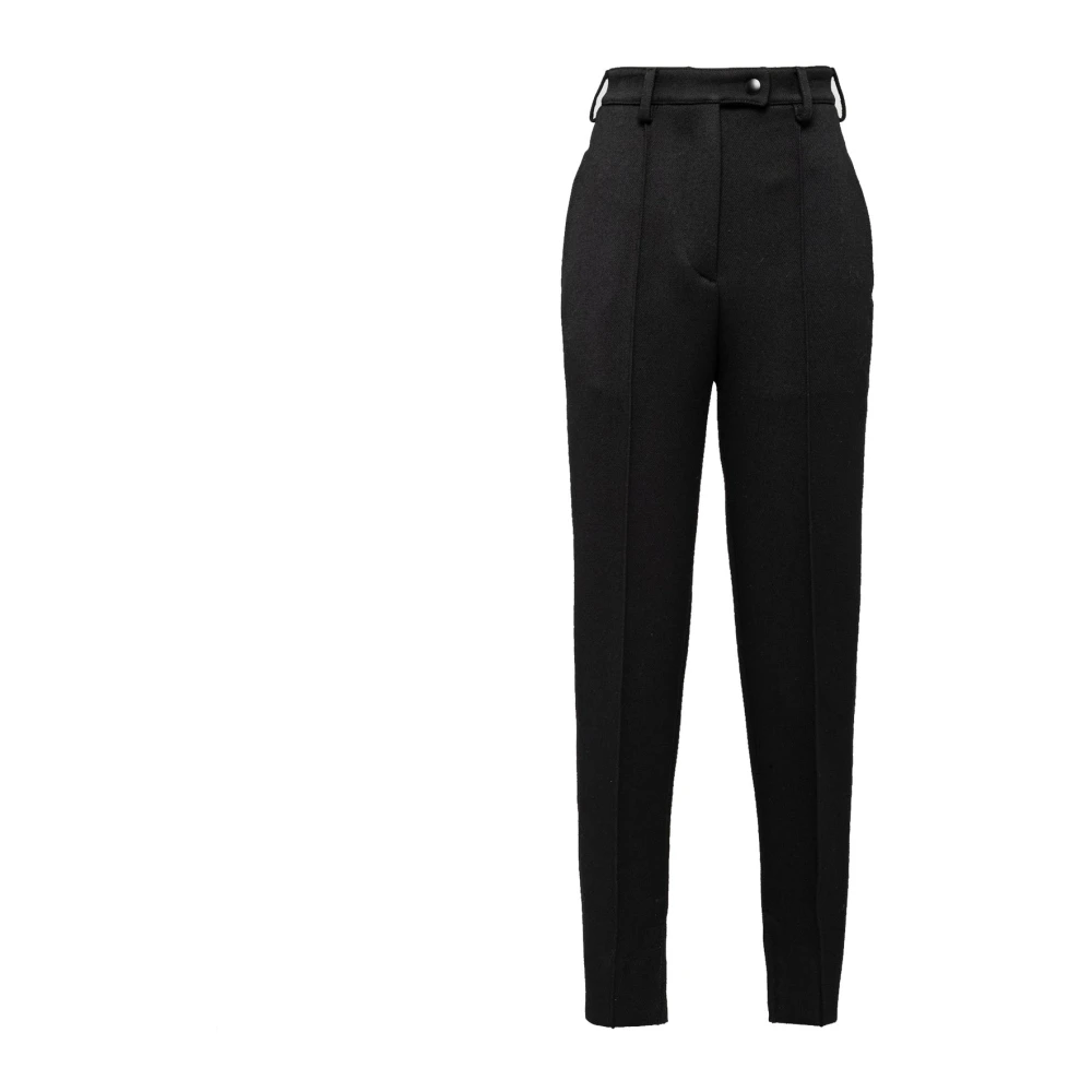 Prada Women's Black Wool High Waist Trousers - Tapered Trousers - Xs - Trousers