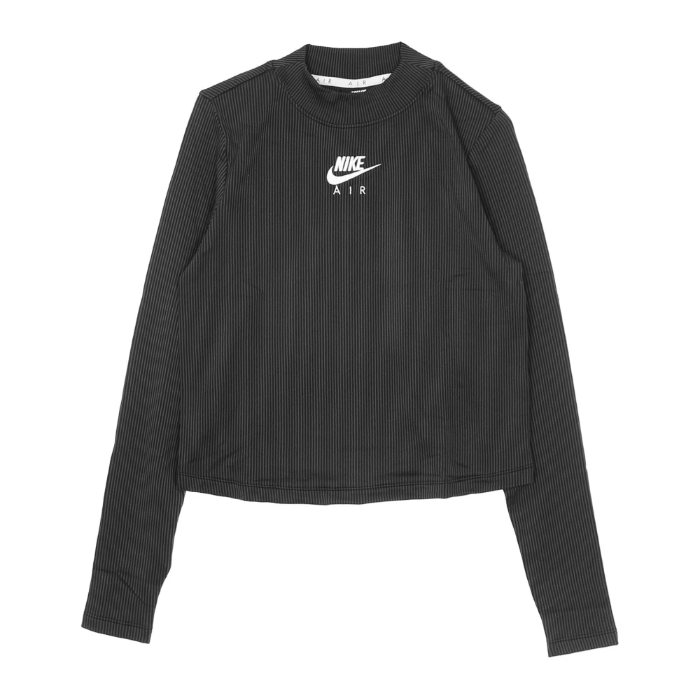 Nike Black Long Sleeve Training Tops, Female, S, Air Mock L/S Rib Long Sleeve T-Shirt