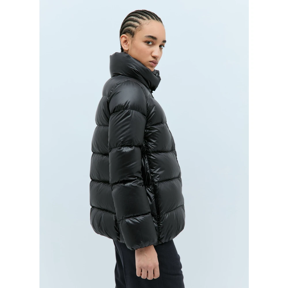 Moncler Korte donsjas met opstaande kraag Black Dames