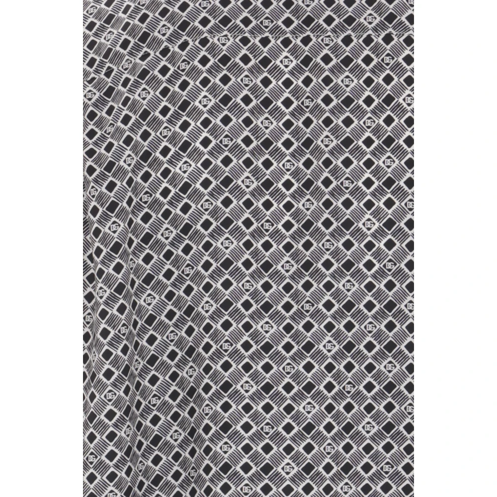 Dolce & Gabbana Bowling zijden overhemd met stropdasprint Black Heren