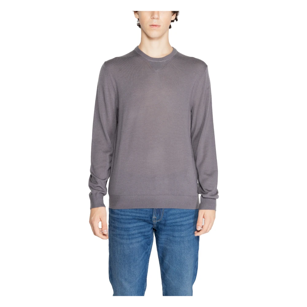 Armani Exchange Grijze Gebreide Ronde Hals Trui Gray Heren