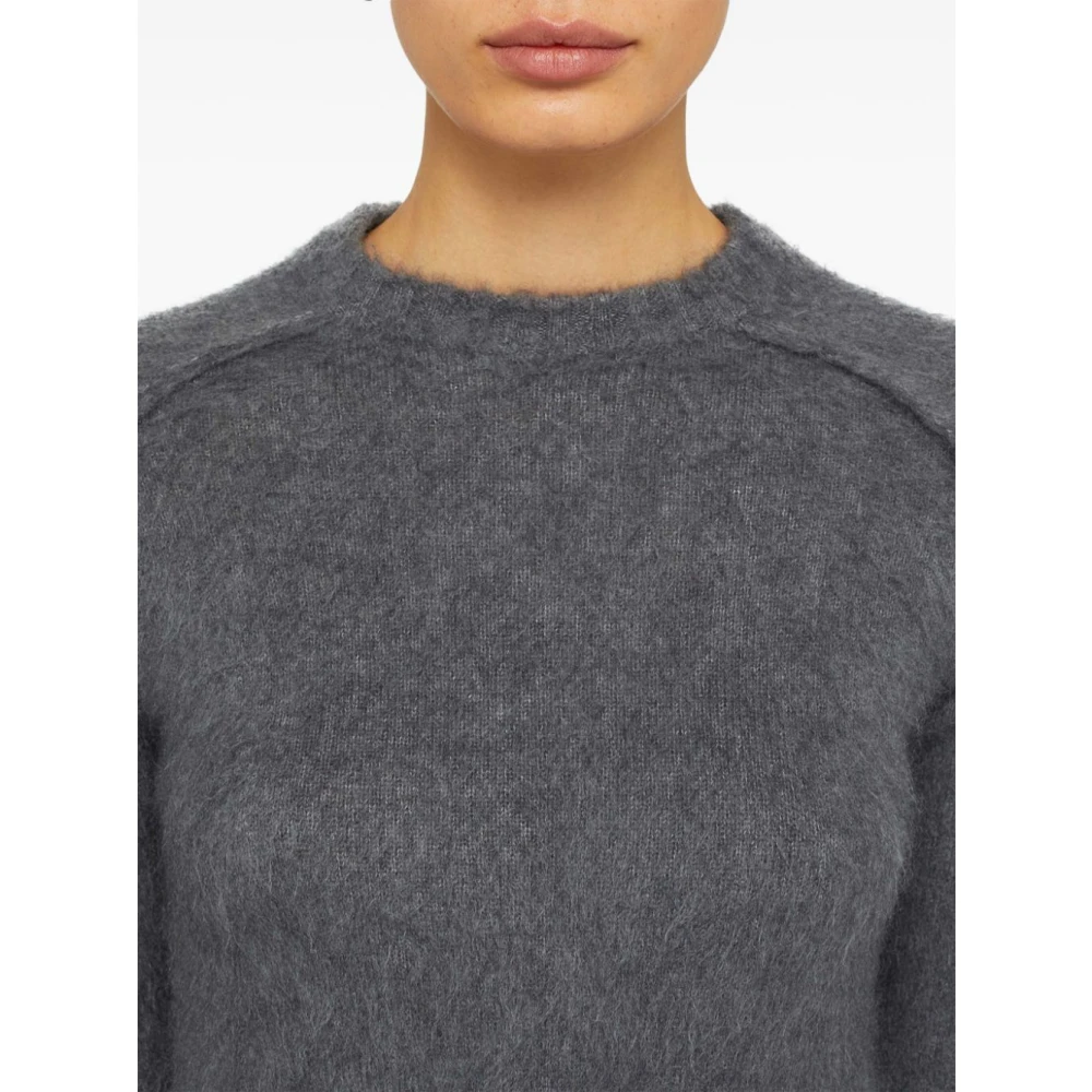 Jil Sander Grijze Crewneck Wol Zijde Trui Gray Dames