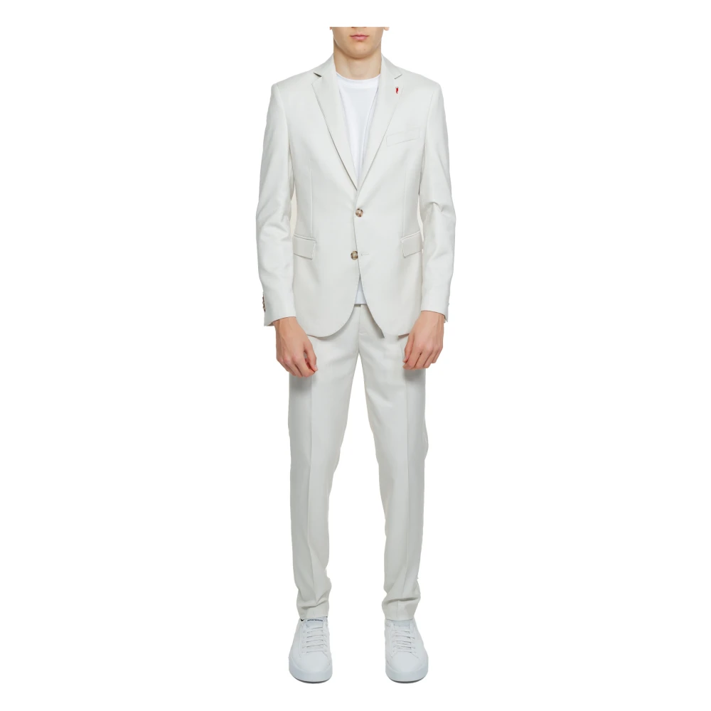 Mulish Beige Plain Suit with Lapel Collar Beige Heren
