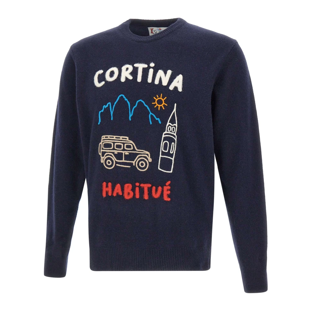 Mc2 Saint Barth Men's Blue Round-Neck Knitwear, M, Heron Jumper