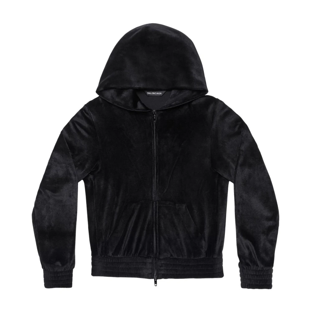 Balenciaga Vrouw Zwart Hoodies & Sweatvesten Dames, S, Luxe Hooded Sweatshirt Met Volledige Rits