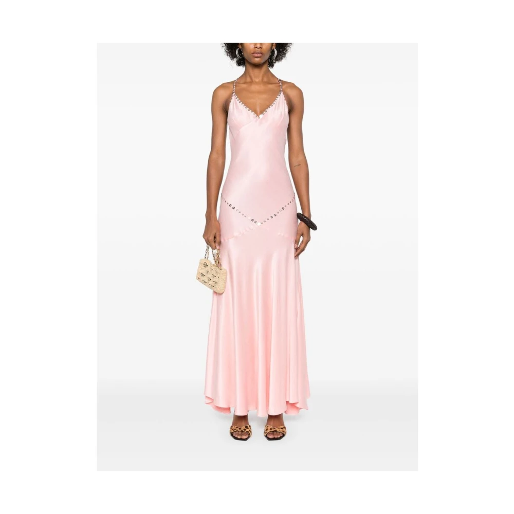 Siedrés Bubblegum Roze Halternek Open Rug Jurk Pink Dames
