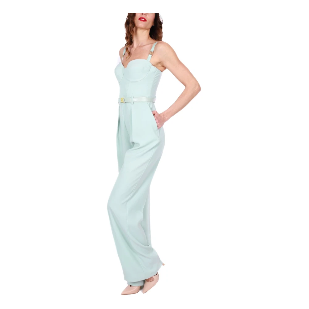 Elisabetta Franchi Elegante Groene Bustier Jumpsuit Green Dames