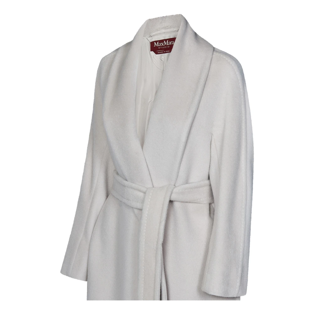 Max Mara Witte Wrap Jas Luxe Elegantie White Dames