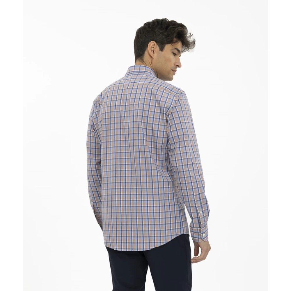 Ermenegildo Zegna Geruite sportshirt Blue Heren