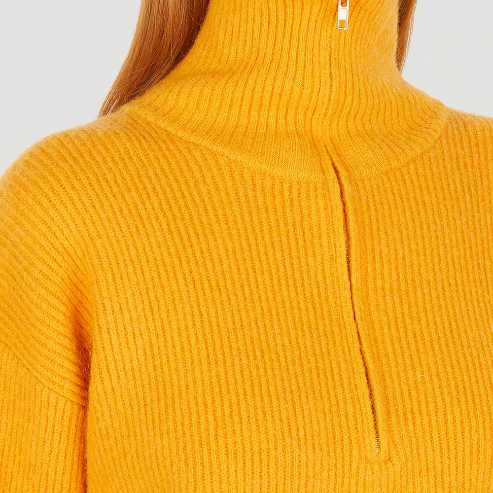 Wynn Hamlyn Gebreide Trui met Trechterhals Orange Dames